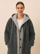 Everyday wear oversized coat with cozy sherpa lining and flattering oversized fit for stylish cold-weather layering