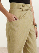 High-waist wrapped comfy pants with breathable lightweight fabric and durable stretch design