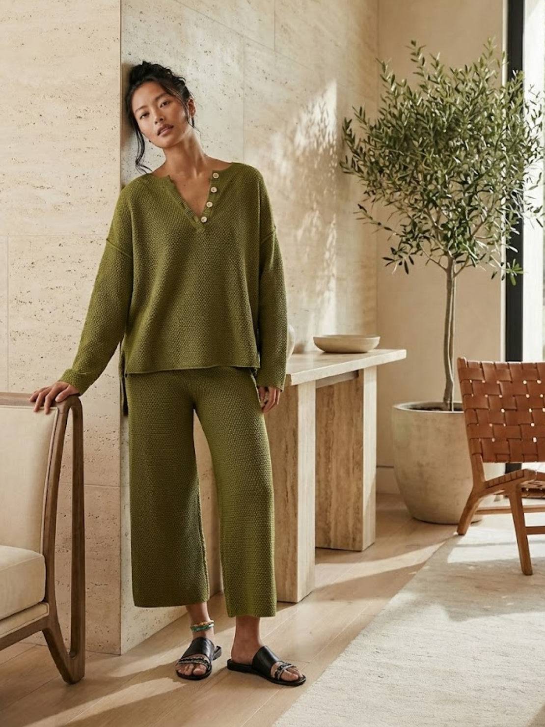 Two-piece oversized set for multi-weather comfort with relaxed fit and wrinkle-resistant fabric