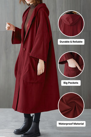 One Size Fits All Oversized Water Resistant Windbreaker Jacket