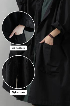One Size Fits All Oversized Water Resistant Windbreaker Jacket