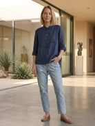 Vintage linen shirt cotton-linen blend casual breathable stylish for warm weather and travel